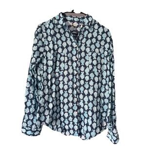 Lilly Pulitzer Button Up Patterned Blue And Navy Long sleeve Size XS Shirt